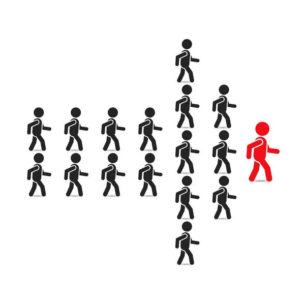 Liderlik iş kavramı kalabalık takım lideri takip ile. Vektör.