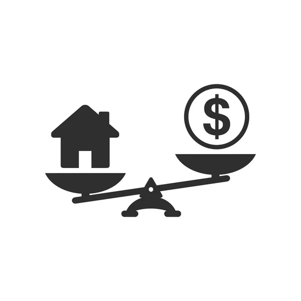 Dollár, és a ház mérlegek ikonra. Vektor — Stock Vector