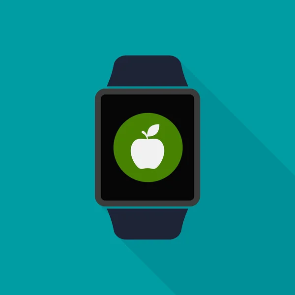 Smart watch icon with apple diet app symbol. Vector. — Stock Vector