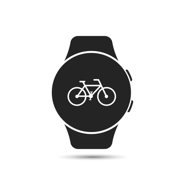 Icono de reloj inteligente con símbolo de bicicleta. Vector — Archivo Imágenes Vectoriales