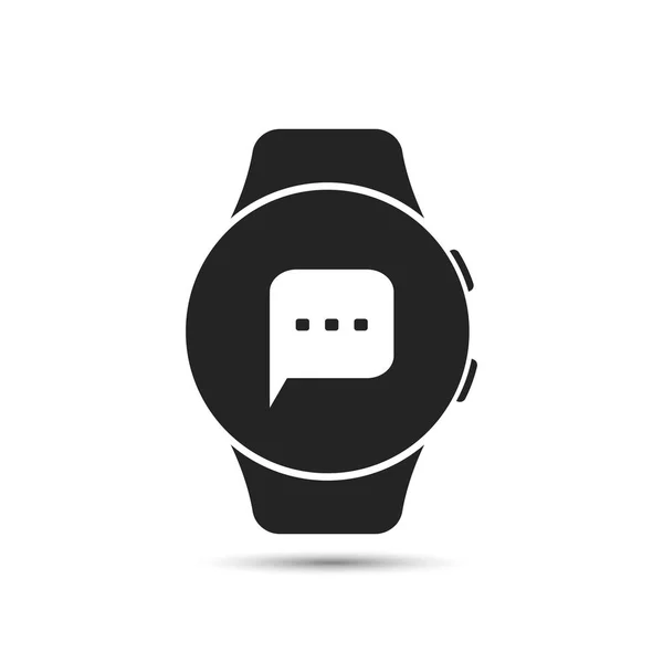 Icono de reloj inteligente con símbolo de voz de burbuja. Vector — Vector de stock