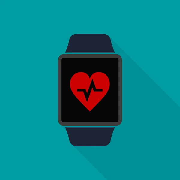 Icono de reloj inteligente con el símbolo de la aplicación latido del corazón. Vector . — Archivo Imágenes Vectoriales