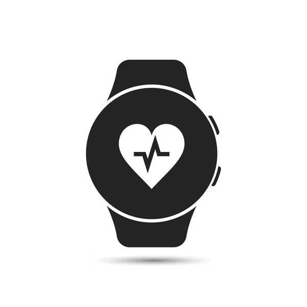Icône de montre intelligente avec symbole d'application de battement de coeur. Vecteur . — Image vectorielle