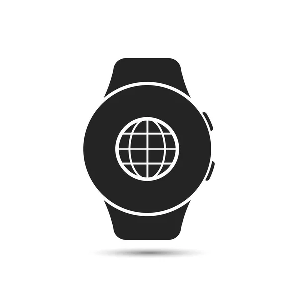 Icono de reloj inteligente con símbolo de aplicación de Internet. Vector — Vector de stock
