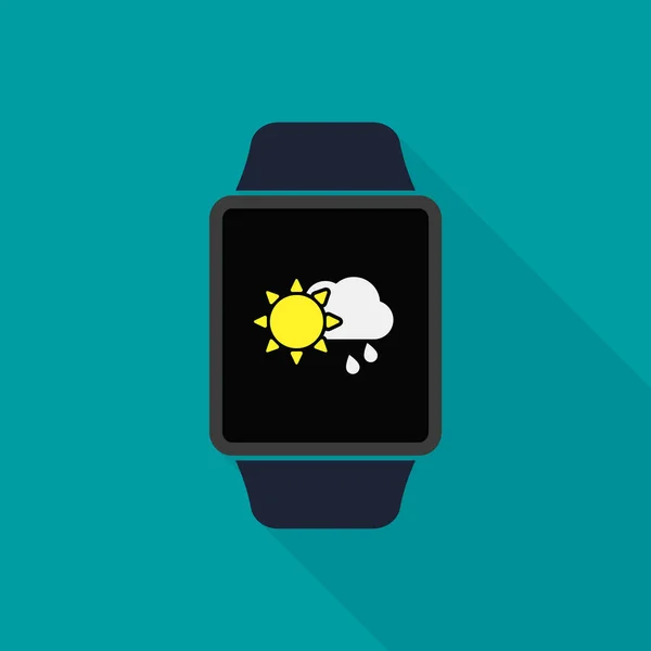 Smart watch icon with weather app symbol. Vector — Stock Vector