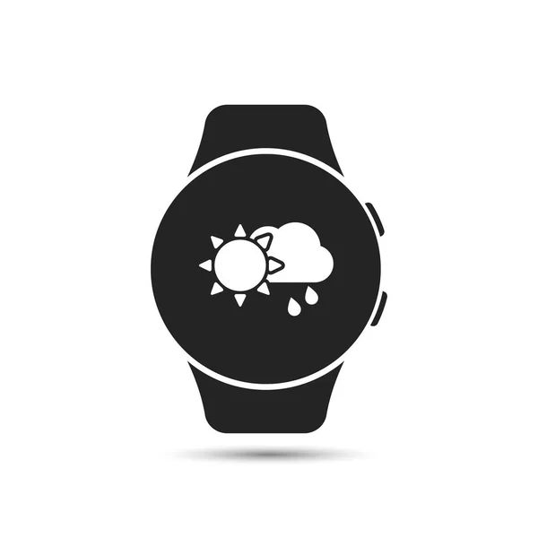 Smart-Watch-Symbol mit Wetter-App-Symbol. Vektor — Stockvektor