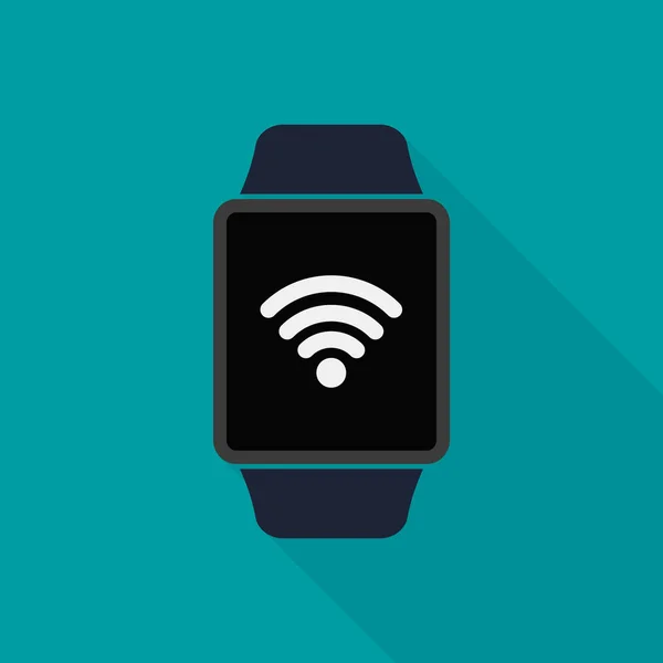 Icono de reloj inteligente con símbolo de aplicación wifi. Vector — Archivo Imágenes Vectoriales