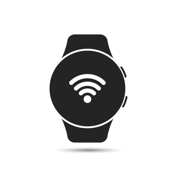 Icône de montre intelligente avec symbole d'application wifi. Vecteur — Image vectorielle