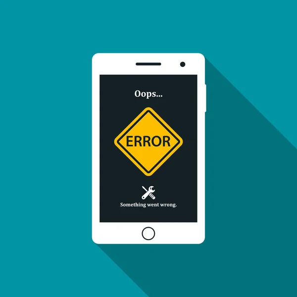 Smartphone med felmeddelande. Fel logga på mobiltelefon skärm. Vektor — Stock vektor