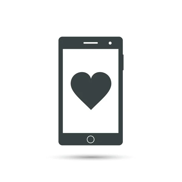 Smartphone med hjärtat ikonen vektor. — Stock vektor