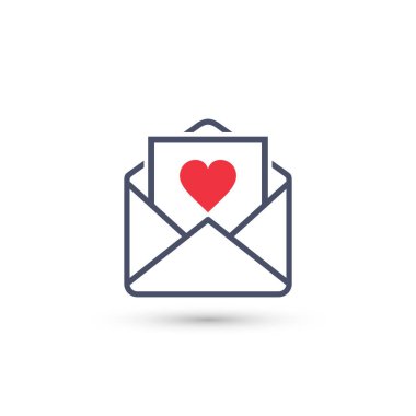 Zarf Sevgililer kalp ile vektör.