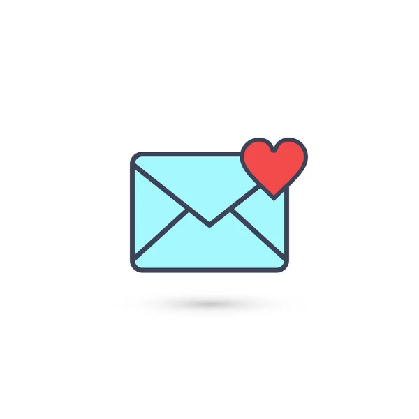 Enveloppe avec Valentine Heart, vecteur . — Image vectorielle
