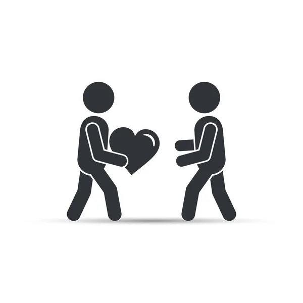 Hombre dando corazón amor icono, vector simple ilustración . — Vector de stock