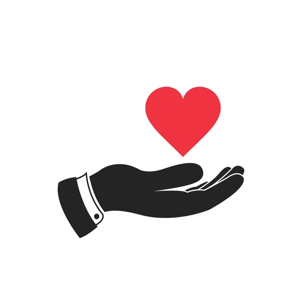 Hand houd hart pictogram, vector — Stockvector