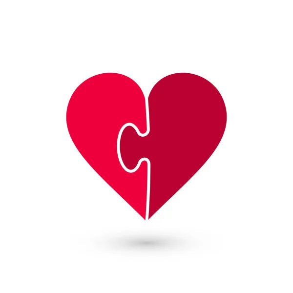 Corazón icono del vector rompecabezas hecho de dos piezas. Ilustración de San Valentín vectorial . — Vector de stock