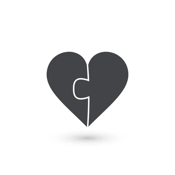 Coração ícone vetor quebra-cabeça feito de duas peças. Ilustração vetorial dos namorados . — Vetor de Stock