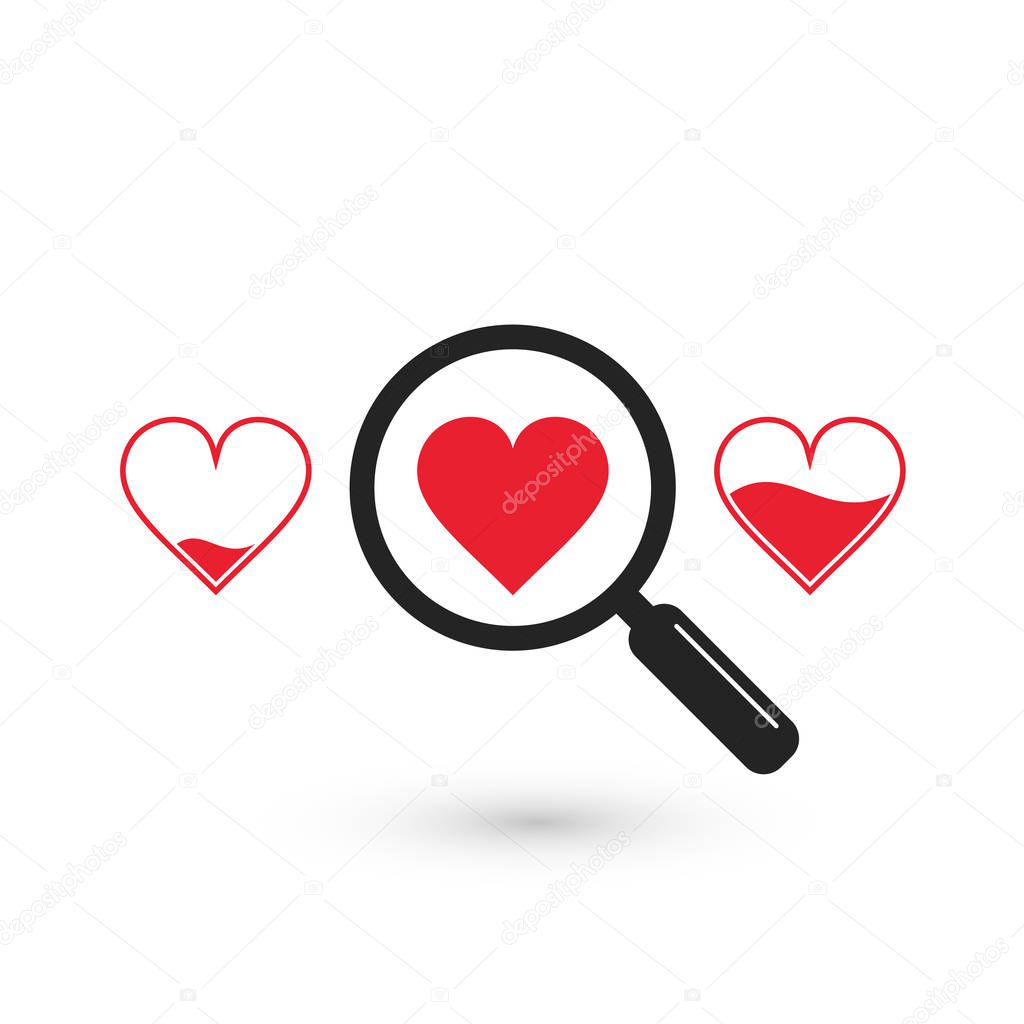 Search suitable heart love icon, vector