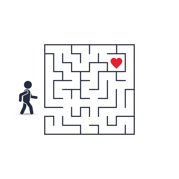 A szeretet fogalmát labirintus, labirintus. Vektoros illusztráció — Stock Vector