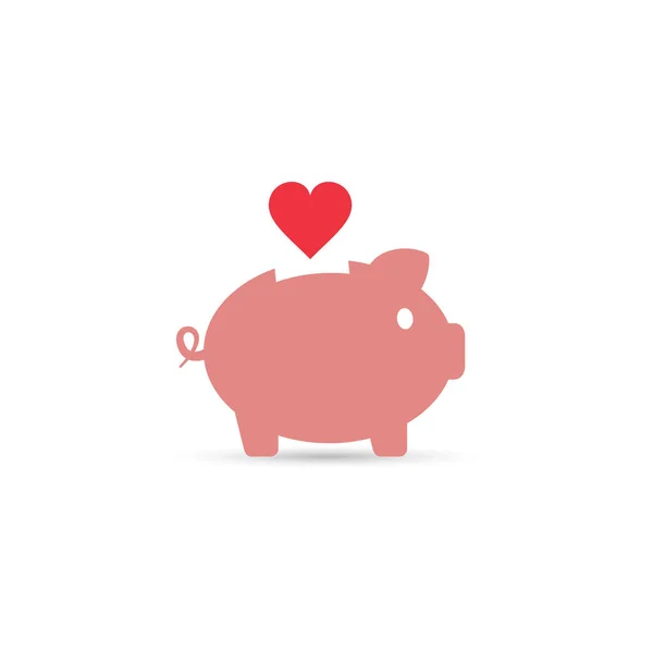 Piggy bank a szív, vektoros illusztráció. — Stock Vector