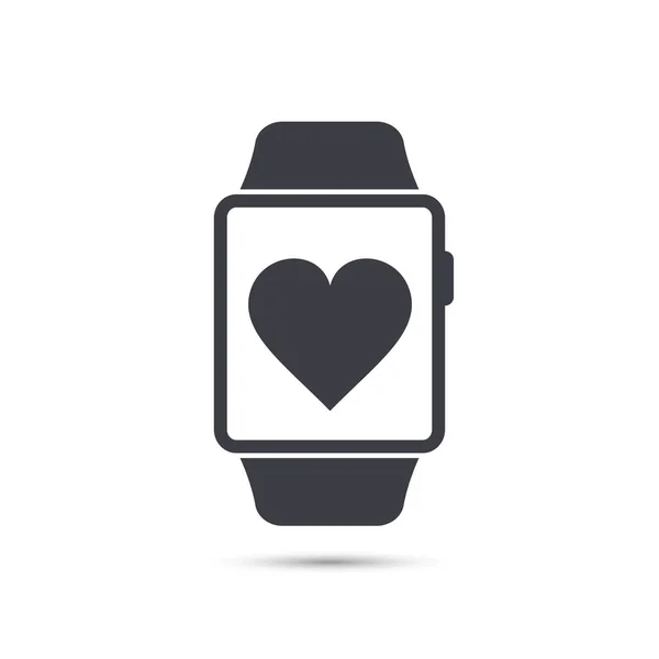 Icono de reloj inteligente con símbolo del corazón. Vector . — Vector de stock