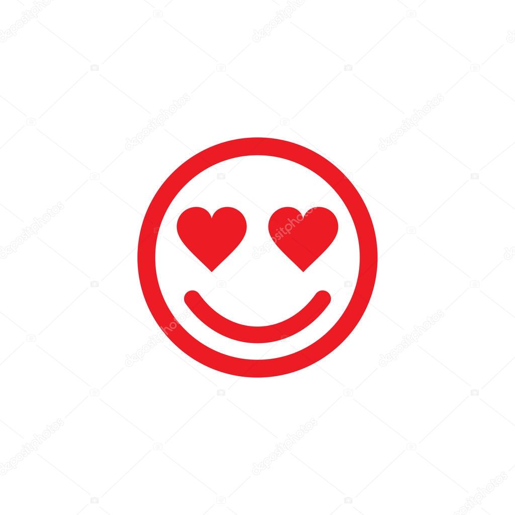 Smiley face in love line art icon for apps and websites