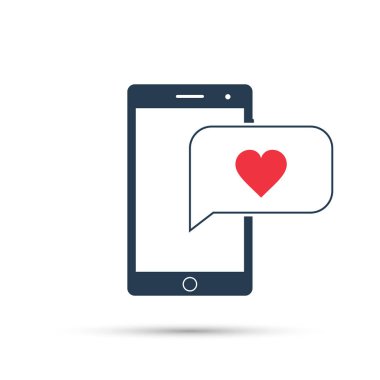 Smartphone ile aşk konuşma balonları, vektör