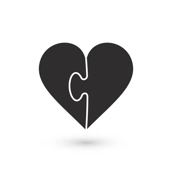 Coração ícone vetor quebra-cabeça feito de duas peças. Ilustração vetorial dos namorados . — Vetor de Stock
