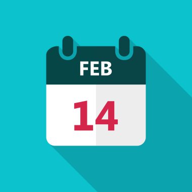 Şubat 14, takvim simgesini. Vektör.