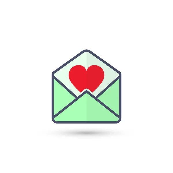 Enveloppe avec Valentine Heart, vecteur . — Image vectorielle