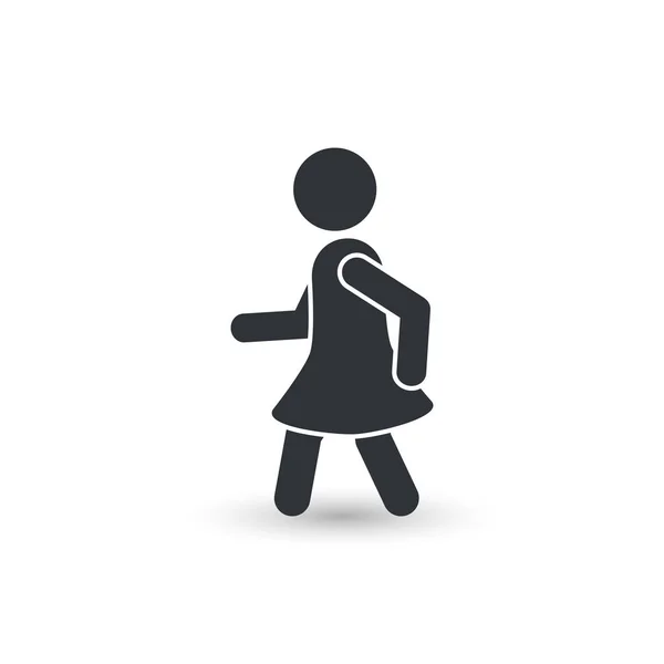 Mulher andando ícone silhueta vetor . — Vetor de Stock