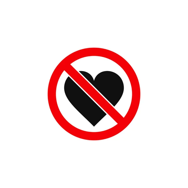 Geen liefde hart teken, vector — Stockvector