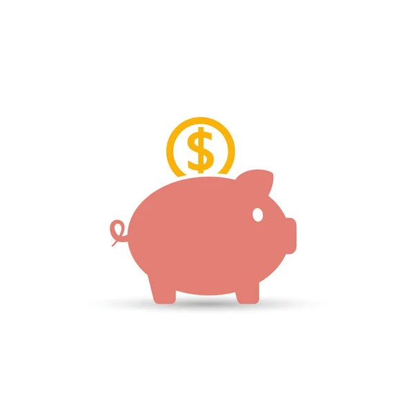 Piggy banco economizando dinheiro ícone . — Vetor de Stock