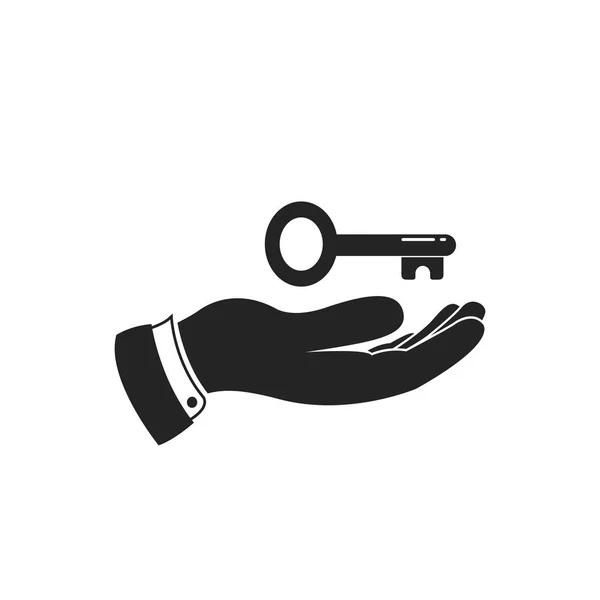 Mão detém ícone vetor chave . —  Vetores de Stock