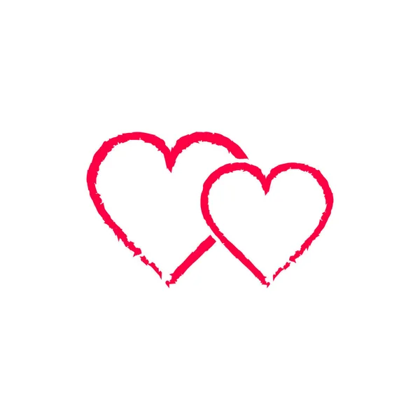 Dos rojo amor calienta símbolo, icono de vector . — Archivo Imágenes Vectoriales
