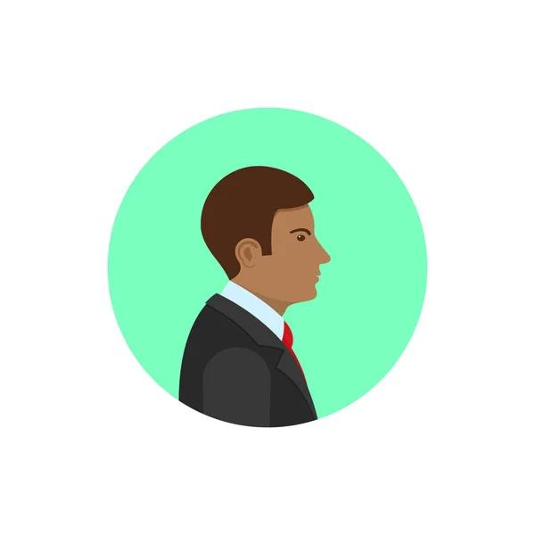 Ícone de perfil de homem de negócios vetorial, imagem de homem avatar em círculo branco. Concepção gráfica de design plano. Ícone vetorial — Vetor de Stock