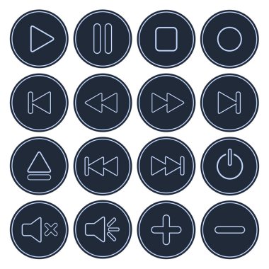 Oyuncu düğmeleri Medya Icons set. Vektör.