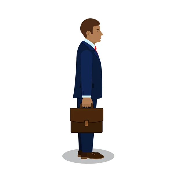 Businessman side view with briefcase, vector. — Stock Vector