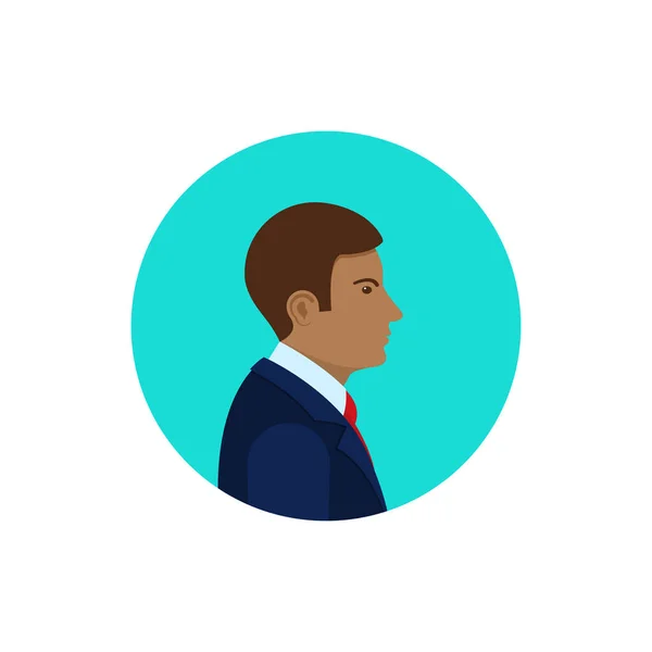 Vector businessman profile icon, man avatar picture in white circle. Vector icon. — Stock Vector