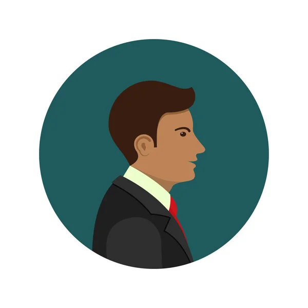 Vector businessman profile icon, man avatar in circle. Vector icon. — Stock Vector