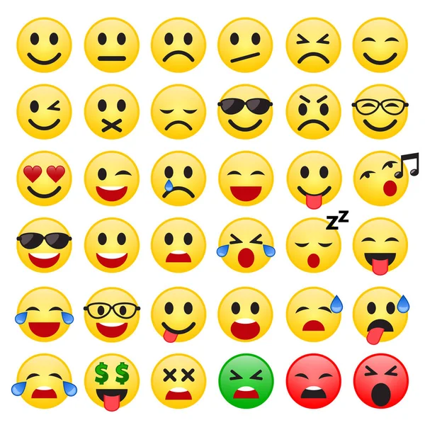 Ensemble d'émoticônes. Ensemble d'Emoji. Icônes souriantes. Vecteur . — Image vectorielle
