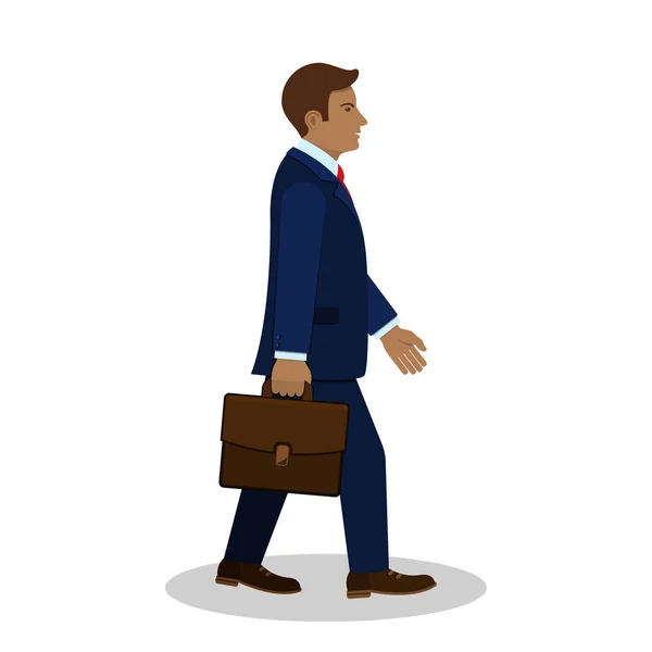 Caminante hombre de negocios con maletín, vector . — Vector de stock