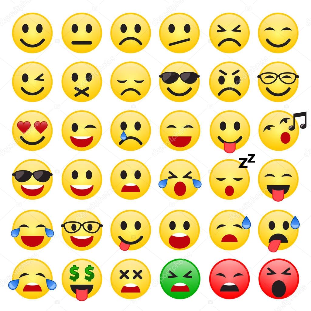 Set of Emoticons. Set of Emoji. Smile icons. Vector.