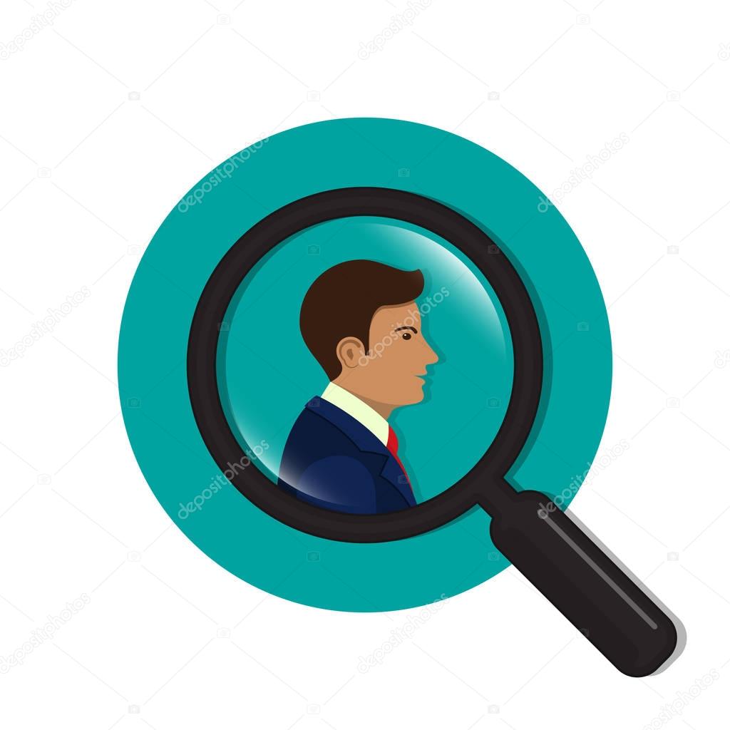 Search for employees and job, business vector icon.