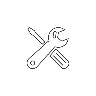 Araba Servisi işareti simgesi anahat. Onarım gri işareti. Vektör.