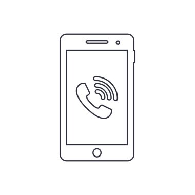 Telefon görüşmesi sembolü ile Smartphone anahat simgesi. Vektör