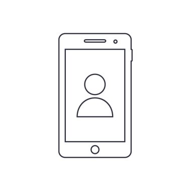 Smartphone anahat simgesi ile mobil kullanıcı kişi işareti başvurun. Vektör