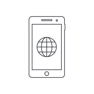 Smartphone anahat simgesini Internet işareti ile. Vektör