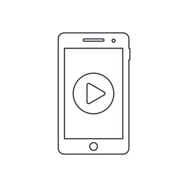 Media player app işareti ile Smartphone anahat simgesi. Vektör