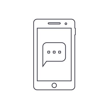 Smartphone anahat simgesini konuşma balonu sohbet işareti ile. Vektör