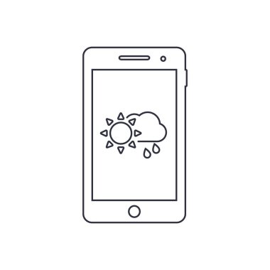 Hava tahmini app işareti ile Smartphone anahat simgesi. Vektör